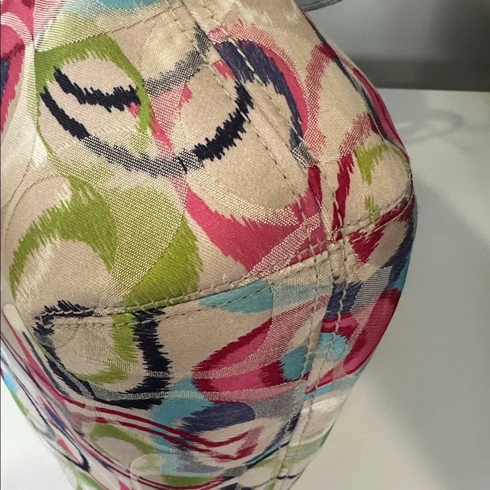 Coach Poppy Ikat Print Tote with Silver Trim - Picture 6 of 12